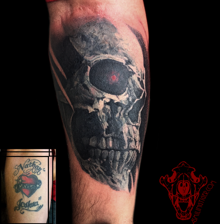 Tattoos - Painterly Skull Coverup - 122159